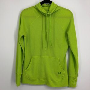 UNDER ARMOUR Womens Neon Green Waffle Knit Thermal Pullover Medium